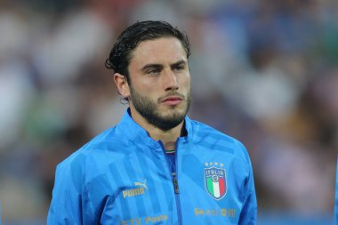 ROME, İtalya - 07.06.2022: MATTEO POLITANO (ITALY) UEFA Milletler Ligi 2023 futbol karşılaşmasında İtalya ile Hungary arasında oynanan Orogel Stadyumu-Dino Manuzzi maçı, 07 Haziran 2022.