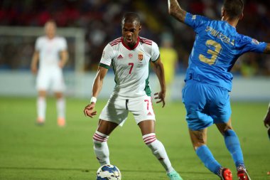 ROME, İtalya - 07.06.2022: LOIC NEGO (HUN) UEFA Milletler Ligi 2023 futbol karşılaşması sırasında İtalya ile HUngary arasında oynanan Orogel Stadyumu-Dino Manuzzi maçında.