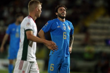 ROME, İtalya - 07.06.2022: DAVIDE CALABRIA (ITALALALY) UEFA Milletler Ligi 2023 maçında İtalya ile Hungary arasında oynanan Orogel Stadyumu-Dino Manuzzi maçında.