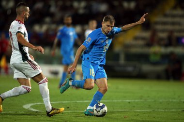 ROME, İtalya - 07.06.2022: NICOLO BARELLA (ITALY) UEFA Milletler Ligi 2023 futbol karşılaşması sırasında İtalya ile Hungary arasındaki Orogel Stadyumu-Dino Manuzzi maçı, 07 Haziran 2022.