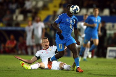 ROME, İtalya - 07.06.2022: WILFRIED GNONTO (ITALY) UEFA Milletler Ligi 2023 futbol karşılaşması sırasında İtalya ile Hungary arasındaki Orogel Stadyumu-Dino Manuzzi maçı, 07 Haziran 2022.