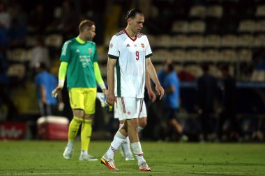 ROME, İtalya - 07.06.2022: ADAM SZALAI (HUN) UEFA Milletler Ligi 2023 futbol karşılaşmasının sonunda İtalya ile Hungary arasında oynanan Orogel Stadyumu-Dino Manuzzi maçı, 07 Haziran 2022.