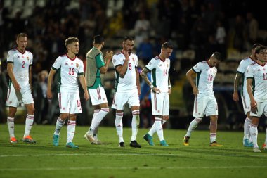 ROME, İtalya - 07.06.2022: UEFA Milletler Ligi 2023 futbol karşılaşmasının sonunda HUNGARIAN Timi Cesena 'daki Orogel Stadyumu-Dino Manuzzi maçında İtalya ile HUngary arasındaki maç 07 Haziran 2022.