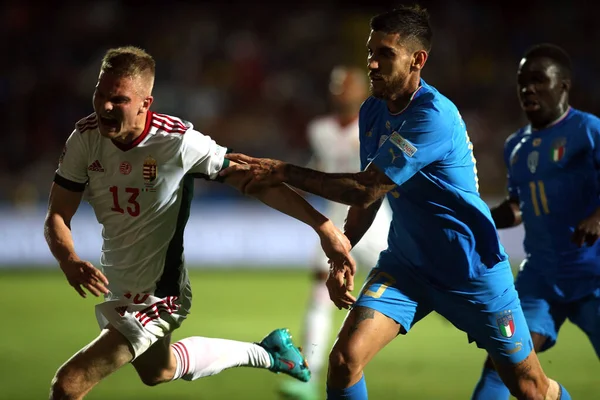 ROME, İtalya - 07.06.2022: ANDRAS SCHAFER (HUN), LORENZO PELLEGRINI (ITALY) UEFA Milletler Ligi 2023 'te İtalya ile HUngary arasındaki maç sırasında Cesena' da Orogel Stadyumu-Dino Manuzzi, 07 Haziran 2022.