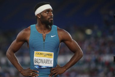 ROME, İtalya - 09.06.2022: BEDNAREK KENNETH (ABD) IAAF Wanda Diamond League - Roma 'daki Stadio Olimpico' da 2022 Golden Gala toplantısı. 
