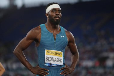 ROME, İtalya - 09.06.2022: BEDNAREK KENNETH (ABD) IAAF Wanda Diamond League - Roma 'daki Stadio Olimpico' da 2022 Golden Gala toplantısı. 