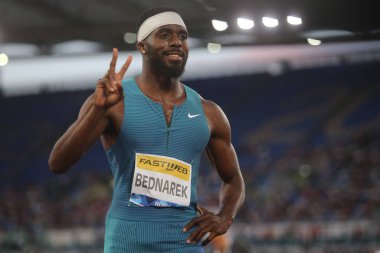 ROME, İtalya - 09.06.2022: BEDNAREK KENNETH (ABD) IAAF Wanda Diamond League - Roma 'daki Stadio Olimpico' da 2022 Golden Gala toplantısı. 