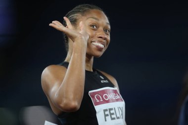 ROME, İtalya - 09.06.2022: FELIX ALIYSON (ABD) 200M KADINLARINDA IAAF Wanda Diamond League - Roma 'daki Stadio Olimpico' da Golden Gala toplantısı 2022. 