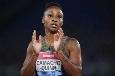 ROME, İtalya - 09.06.2022: CAMACHO-QUINN Jasmine (PUR) IAF Wanda Diamond League 'de 100 metre engelli kadınlar - Roma' daki Stadio Olimpico 'da Golden Gala toplantısı 2022. 