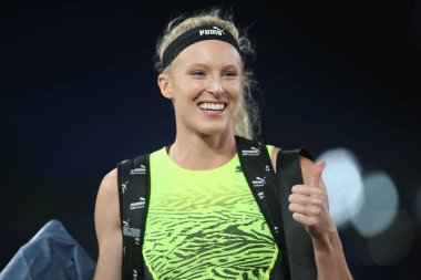ROME, İtalya - 09.06.2022: MORRIS SANDI (ABD) POLE VAULT KADINLARINDA IAAF Wanda Diamond League - Golden Gala toplantısı 2022, Roma 'daki Stadio Olimpico' da. 