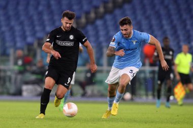 Roma, İtalya 13.10.2022: Sturm Graz 'dan Ajeti, UEFA Avrupa Ligi 2022 / 2023 Grup f, S.S. Lazio' nun 13 Ekim 2022 'de Roma' daki Olimpiyat Stadyumu 'nda Sturm Graz' a karşı açtığı davada Lazio 'lu Gila görevde.