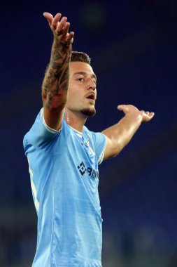 Roma, İtalya 13.10.2022: Lazio Milinkoviç UEFA Avrupa Ligi 2022 / 2023 Grup f, 4. gün, S.S. Lazio ile Sturm Graz Roma Olimpiyat Stadyumu 'nda 13 Ekim 2022' de karşı karşıya geldi.