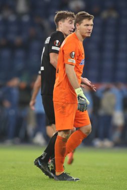 Roma, İtalya 13.10.2022: Sturm Graz 'dan Siebenhandl, UEFA Avrupa Ligi 2022 / 2023 Grubu f, 4. gün, S.S. Lazio' ya karşı Sturm Graz, 13 Ekim 2022 tarihinde Roma Olimpiyat Stadyumu 'nda görev yaptı.