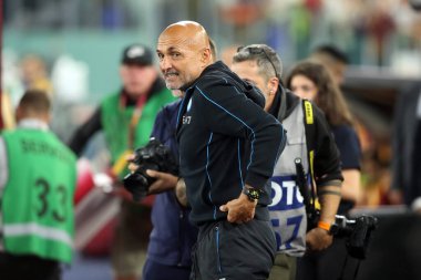 Roma, İtalya 23.10.2022: Luciano Spalletti teknik direktör Napoli İtalya Futbol Şampiyonası Serie A 2022-2023, AS Romanlar Napoli Calcio 'ya karşı Roma Olimpiyat Stadyumu' nda oynanan karşılaşma sırasında teknik direktör Napoli.