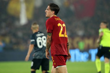 Roma, İtalya 23.10.2022: Nicolo Zaniolo (AS ROMA) İtalya Futbol Şampiyonası Serie A 2022-2023, İtalya 'nın başkenti Roma' da bulunan Olimpiyat Stadyumu 'nda AS Romanlar ve Napoli Calcio arasında oynanan karşılaşma..