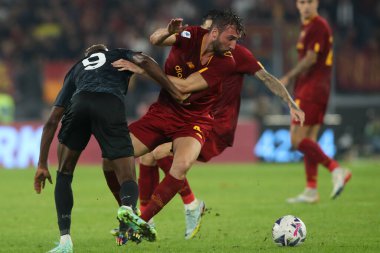 Roma, İtalya 23.10.2022: İtalya Futbol Şampiyonası Serie A 2022-2023, İtalya 'nın başkenti Roma' da bulunan Olimpiyat Stadyumu 'nda AS Romanlar ve Napoli Calcio arasında oynanan karşılaşma..