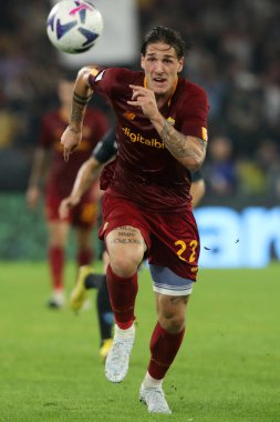 Roma, İtalya 23.10.2022: İtalya Futbol Şampiyonası Serie A 2022-2023, İtalya 'nın başkenti Roma' da bulunan Olimpiyat Stadyumu 'nda AS Romanlar ve Napoli Calcio arasında oynanan karşılaşma..