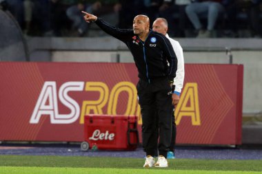 Roma, İtalya 23.10.2022: Luciano Spalletti teknik direktör Napoli İtalya Futbol Şampiyonası Serie A 2022-2023, AS Romanlar Napoli Calcio 'ya karşı Roma Olimpiyat Stadyumu' nda oynanan karşılaşma sırasında görev başında.