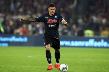 Roma, İtalya 23.10.2022: Giovanni Di Lorenzo (Napoli) İtalya 'nın başkenti Roma' daki Olimpiyat Stadyumu 'nda AS Romanlar ve Napoli Calcio arasında oynanan 2022-2023 sezonunda eylem halindedir..