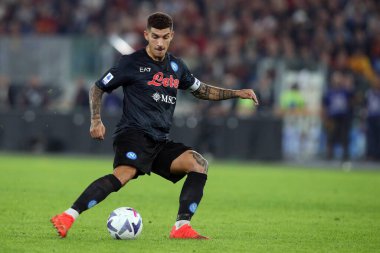 Roma, İtalya 23.10.2022: Giovanni Di Lorenzo (Napoli) İtalya 'nın başkenti Roma' daki Olimpiyat Stadyumu 'nda AS Romanlar ve Napoli Calcio arasında oynanan 2022-2023 sezonunda eylem halindedir..