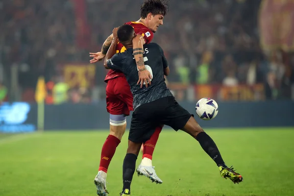 Roma Itália 2022 Nicolo Zaniolo Roma Juan Jesus Napoli Ação — Fotografia de Stock