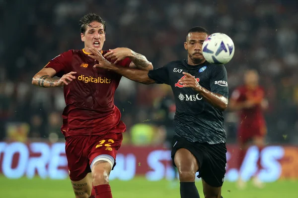 Ρώμη Ιταλία 2022 Nicolo Zaniolo Roma Juan Jesus Napoli Δράση — Φωτογραφία Αρχείου