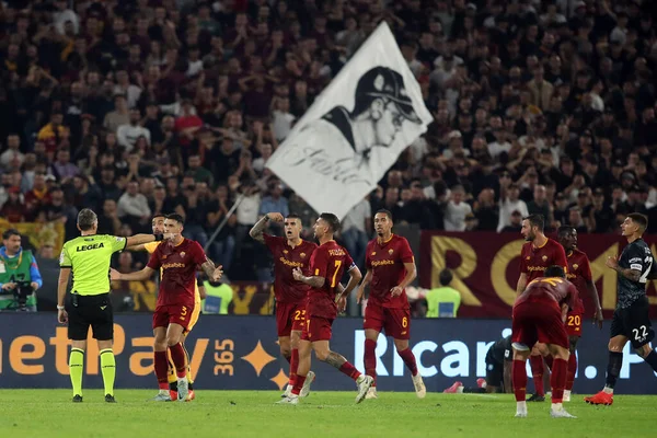 Рим Італія 2022 Бою Під Час Чемпіонату Італії Футболу Серія — стокове фото