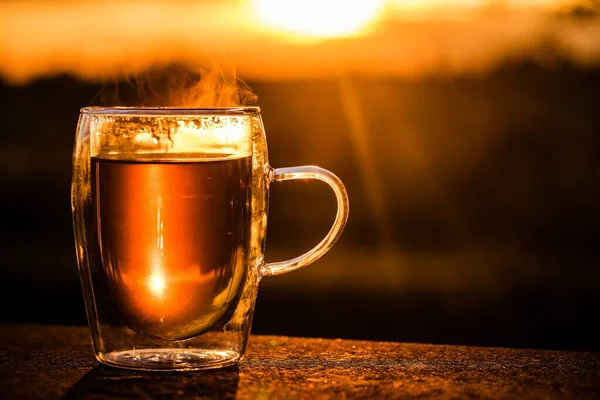 Smoke Coming Out Tea Cup Bokeh Shot — Stock fotografie