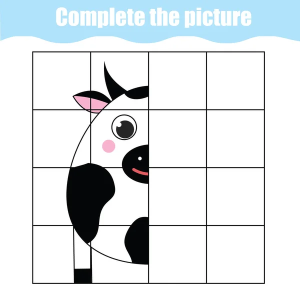 Image Complète Par Grille Animaux Thème Éducatif Jeux Pour Enfants — Image vectorielle