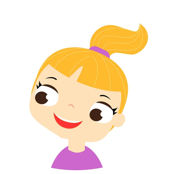 Jolie Fille Souriante Enfant Illustration Vectorielle Enfant Heureux — Image vectorielle