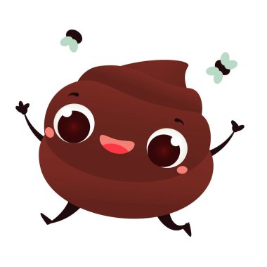 Cute funny poop. Happy cartoon Turd vector clip art.