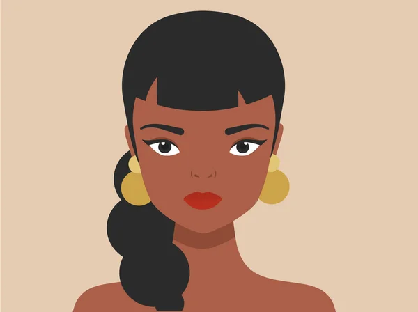 Woman Portrait Minimal Style Female Face Girl Earrings Vector Illustration — Stock Vector