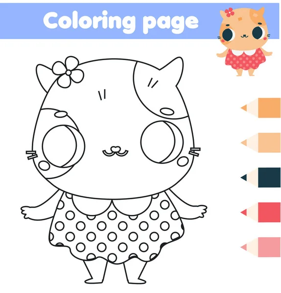 Coloring Page Cute Cat Drawing Kids Activity Printable Fun Toddlers — Stock Photo, Image