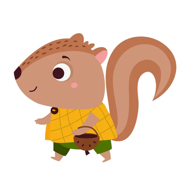 Leuke Eekhoorn Cartoon Bos Eekhoorn Karakter Voor Kinderen Kinderen Vector — Stockvector