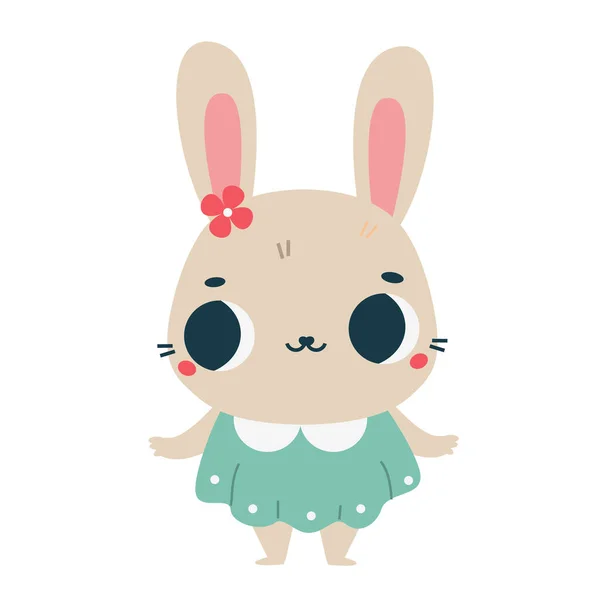 Lindo Conejo Vestido Personaje Animal Conejito Dibujos Animados Para Niños — Vector de stock