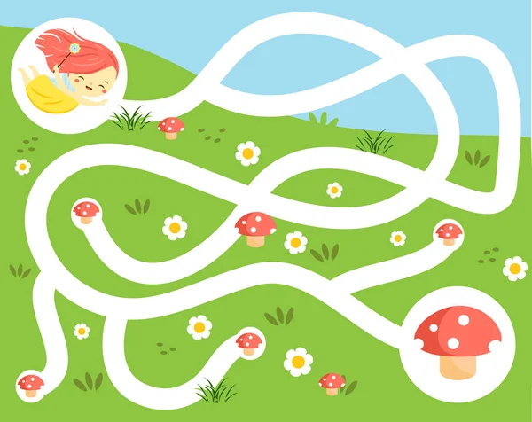 Puzzle Labirinto Aiuta Fata Trovare Fiore Caccia Alle Uova Pasqua — Vettoriale Stock