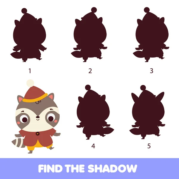 Shadow Matching Spiel Aktivitäten Für Kinder Mit Waschbär Silhouettenseite Für lizenzfreie Stockillustrationen