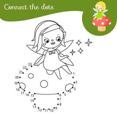 Mantarlı şirin bahçe perisi. Noktaları birleştirin Çocukların eğitici oyunu. Çocuklar ve yeni yürümeye başlayanlar için nokta nokta sayıya etkinlik