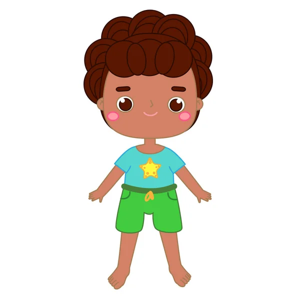 Enfant Afro Américain Shirt Short Vacances Été Enfant Illustration Clip — Image vectorielle
