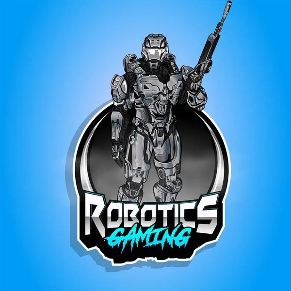 Μελλοντικοί Ρομποτικοί Στρατιώτες Λογότυπο Μασκότ Παιχνιδιών Esport — Διανυσματικό Αρχείο