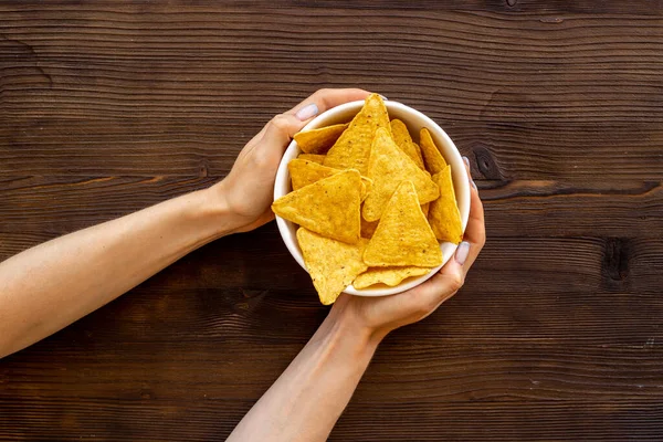 Snacks mexicanos nachos - vista superior de fondo de comida rápida —  Fotos de Stock