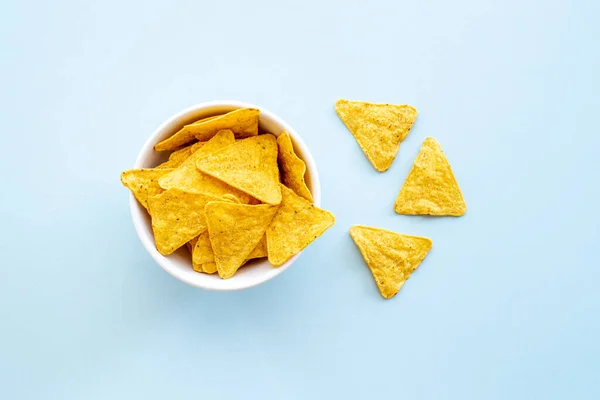 Snacks mexicanos nachos - vista superior de fondo de comida rápida —  Fotos de Stock