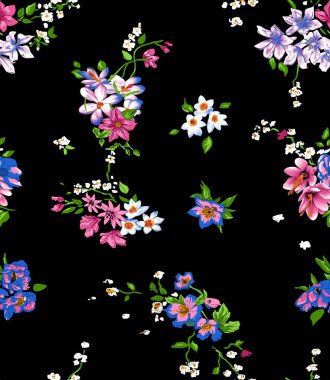 Seamless Floral Pattern in vector.Vector seamless pattern collection.Wild flowers, leaves, branches, candies repeat pattern design set.seamless floral pattern.Handmade. Wallpaper, fabric or design of 