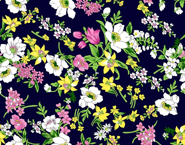 Seamless Floral Pattern in vector.Vector seamless pattern collection.Wild flowers, leaves, branches, candies repeat pattern design set.seamless floral pattern.Handmade. Wallpaper, fabric or design of