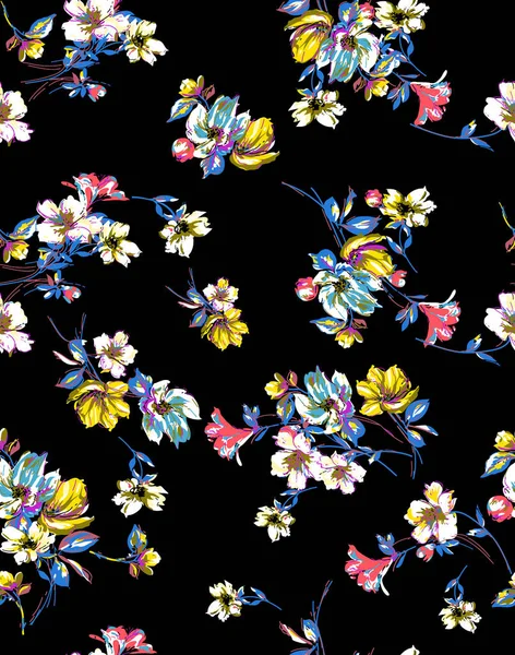 Безшовний Квітковий Візерунок Векторі Векторна Безшовна Колекція Візерунків Дикі Квіти — стокове фото