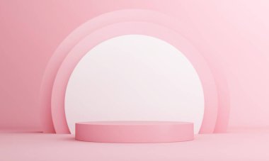 Product display pink podium for product presentation.