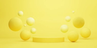 Product display yellow podium for product presentation.