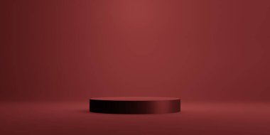 Product display red podium for product presentation.