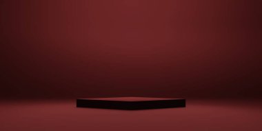 Product display red podium for product presentation.