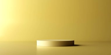 Empty luxury yellow pedestal for product presentation. 3D rendering.